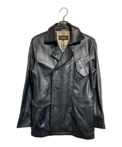 BURBERRY BLACK LABEL（バーバリーブラックレーベル）BURBERRY BLACK LABEL (バーバリーブラックレーベル) ラムレザーコート ブラック サイズ:Ｍの古着・服飾アイテム