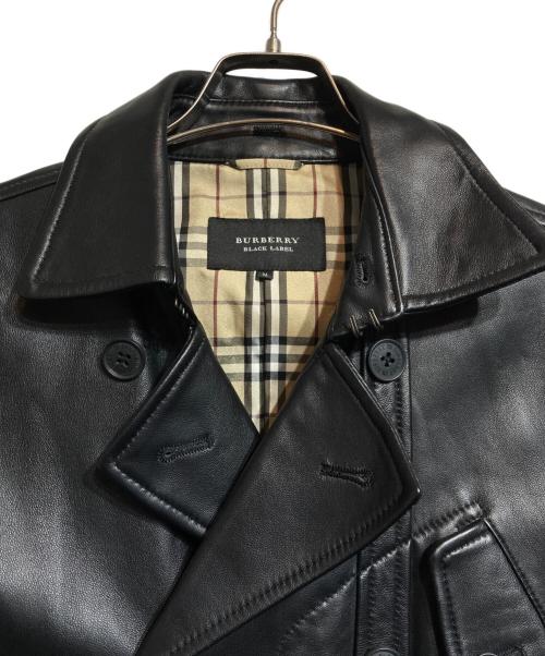 BURBERRY BLACK LABEL（バーバリーブラックレーベル）BURBERRY BLACK LABEL (バーバリーブラックレーベル) ラムレザーコート ブラック サイズ:Ｍの古着・服飾アイテム