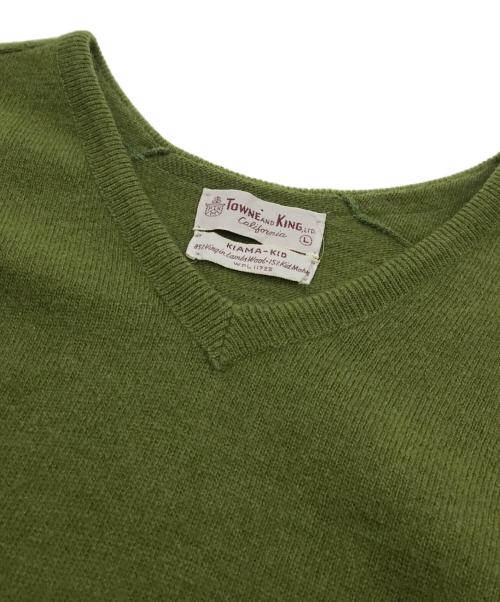 TOWNE AND KING（タウン＆キング）TOWNE AND KING (タウン＆キング) 60'sモヘア混Vネックニット グリーン サイズ:Lの古着・服飾アイテム