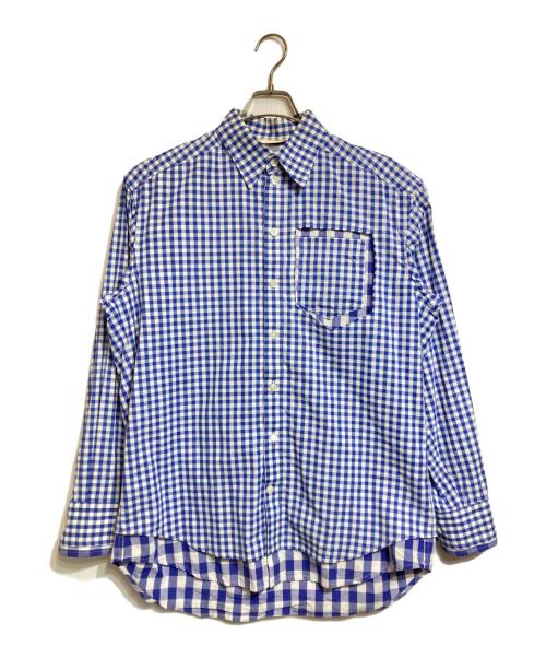 TSTS（ティーエスティーエス）TSTS (ティーエスティーエス) LAYERED DOUBLE GINGHAM SHIRT ブルー×ホワイト サイズ:Mの古着・服飾アイテム