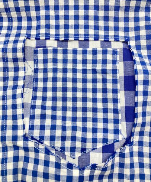 TSTS（ティーエスティーエス）TSTS (ティーエスティーエス) LAYERED DOUBLE GINGHAM SHIRT ブルー×ホワイト サイズ:Mの古着・服飾アイテム