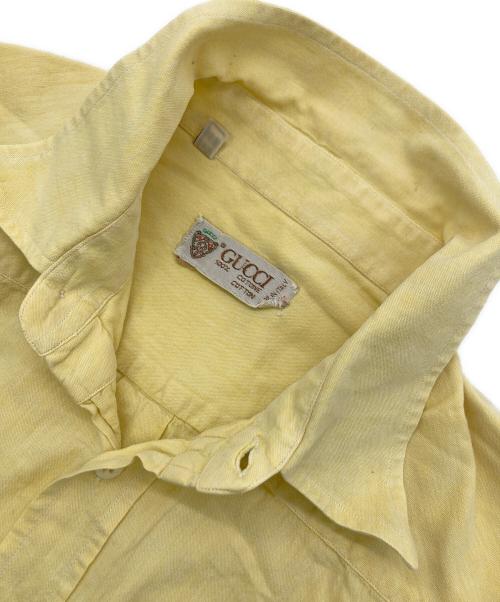 OLD GUCCI（グッチ）OLD GUCCI (グッチ) ポケットワンポイントロゴシャツ イエロー サイズ:38の古着・服飾アイテム