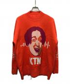 TATSUYA KITANIタツヤキタニ）の古着「解放faceセーター」｜オレンジ