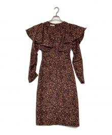 MMormal（モーマル）の古着「フラワーフリルワンピース」｜ブラウン