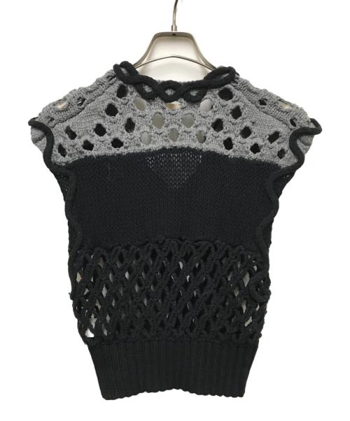 LEINWANDE（ラインヴァンド）LEINWANDE (ラインヴァンド) Mix Yarn Crochet Top ブラック サイズ:Fの古着・服飾アイテム