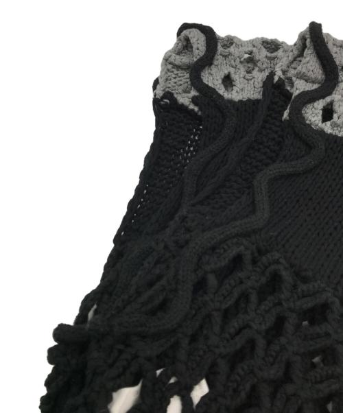 LEINWANDE（ラインヴァンド）LEINWANDE (ラインヴァンド) Mix Yarn Crochet Top ブラック サイズ:Fの古着・服飾アイテム