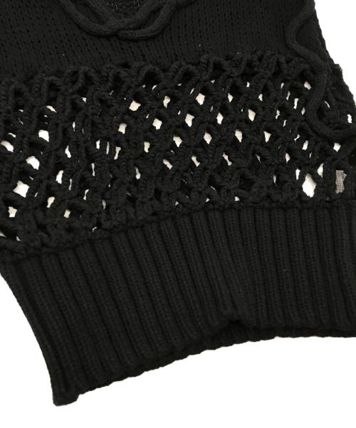 LEINWANDE（ラインヴァンド）LEINWANDE (ラインヴァンド) Mix Yarn Crochet Top ブラック サイズ:Fの古着・服飾アイテム