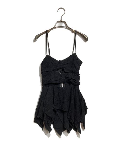FETICO（フェティコ）FETICO (フェティコ) Botanical Jacquard Cutout Cami Top/ボタニカル・ジャガード・カットアウト・キャミトップ ブラック サイズ:1の古着・服飾アイテム