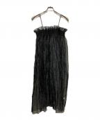 LEINWANDEラインヴァンド）の古着「Recycle Organdy Pleats Dress/リサイクルオーガンジープリーツドレス」｜ブラック