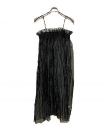 LEINWANDE（ラインヴァンド）の古着「Recycle Organdy Pleats Dress/リサイクルオーガンジープリーツドレス」｜ブラック