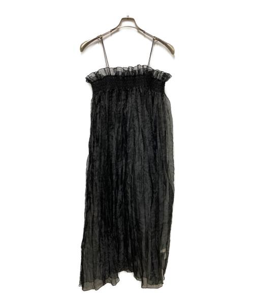 LEINWANDE（ラインヴァンド）LEINWANDE (ラインヴァンド) Recycle Organdy Pleats Dress/リサイクルオーガンジープリーツドレス ブラック サイズ:FREEの古着・服飾アイテム