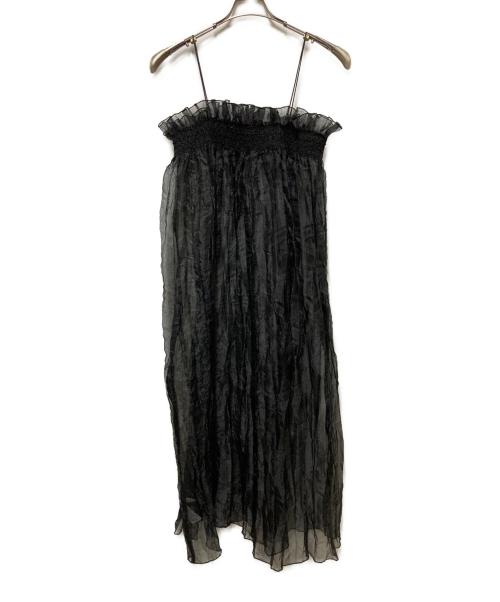 LEINWANDE（ラインヴァンド）LEINWANDE (ラインヴァンド) Recycle Organdy Pleats Dress/リサイクルオーガンジープリーツドレス ブラック サイズ:FREEの古着・服飾アイテム