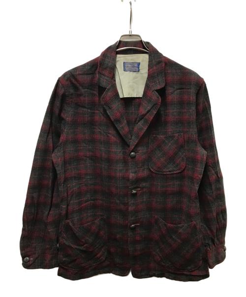PENDLETON（ペンドルトン）PENDLETON (ペンドルトン) 50Sウールカバーオールジャケット グレー×レッド サイズ:Mの古着・服飾アイテム