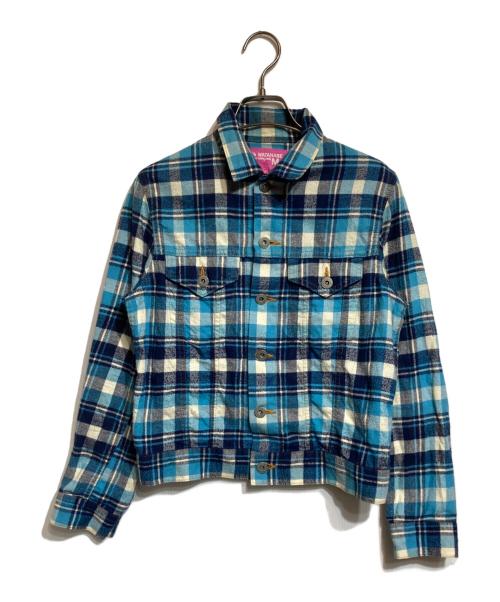 JUNYA WATANABE COMME des GARCONS MAN PINK（ジュンヤワタナベ コムデギャルソンマン ピンク）JUNYA WATANABE COMME des GARCONS MAN PINK (ジュンヤワタナベ コムデギャルソンマン ピンク) チェックトラッカージャケット スカイブルー サイズ:Mの古着・服飾アイテム