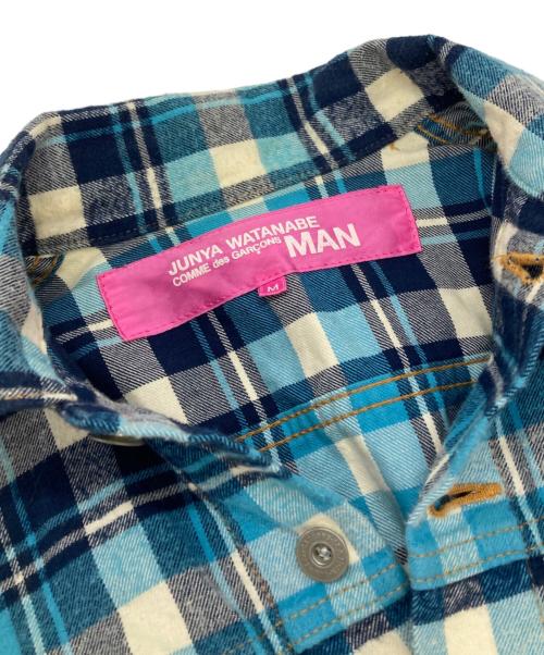 JUNYA WATANABE COMME des GARCONS MAN PINK（ジュンヤワタナベ コムデギャルソンマン ピンク）JUNYA WATANABE COMME des GARCONS MAN PINK (ジュンヤワタナベ コムデギャルソンマン ピンク) チェックトラッカージャケット スカイブルー サイズ:Mの古着・服飾アイテム