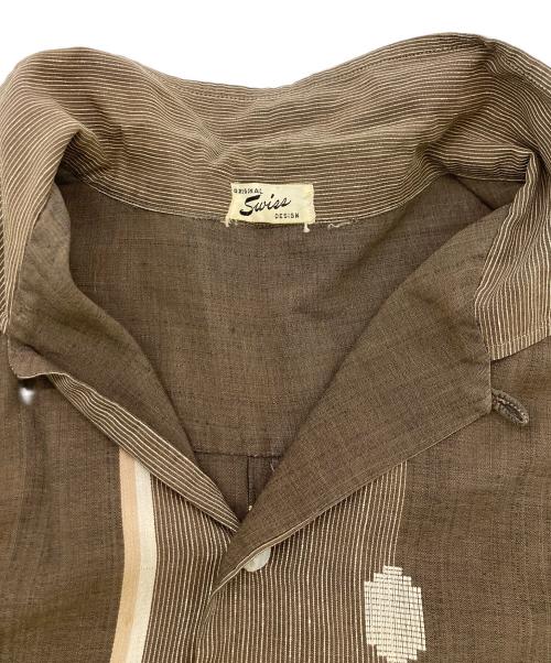SWISS（スイス）SWISS (スイス) 50s-60s オープンカラーシャツ ブラウン サイズ:不明の古着・服飾アイテム