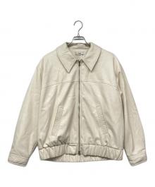 fallett（ファレット）の古着「Topstitch Vegan Leather Padded Blouson Ivory / エコレザージャケット」｜ホワイト