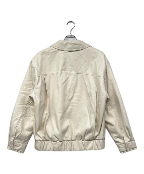 fallett（ファレット）fallett (ファレット) Topstitch Vegan Leather Padded Blouson Ivory / エコレザージャケット ホワイト サイズ:記載なしの古着・服飾アイテム