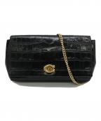 COACHコーチ）の古着「Alexa Turnlock Clutch/チェーンショルダーバッグ」｜ブラック