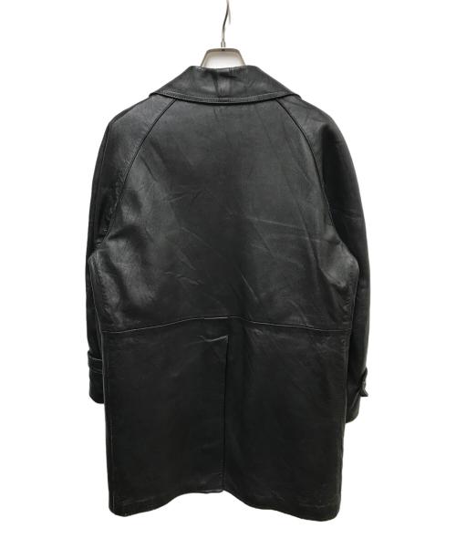 USED（ユーズド）USED (ユーズド) 裏地ネルチェックレザーコート ブラック サイズ:-の古着・服飾アイテム