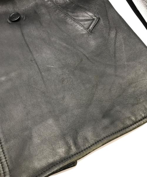 USED（ユーズド）USED (ユーズド) 裏地ネルチェックレザーコート ブラック サイズ:-の古着・服飾アイテム
