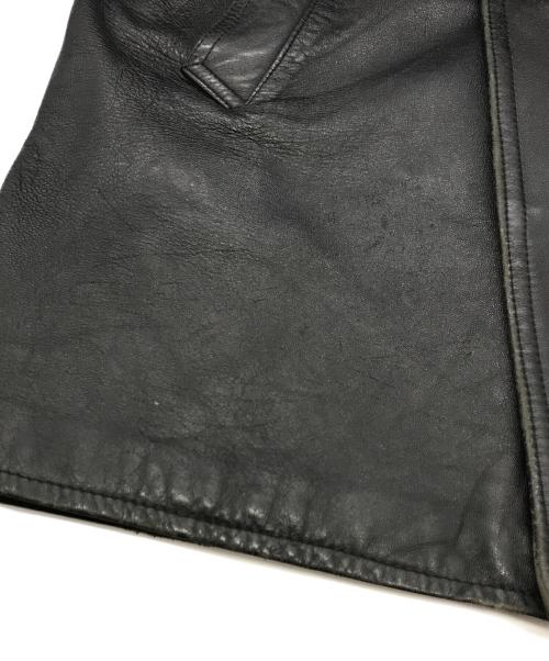 USED（ユーズド）USED (ユーズド) 裏地ネルチェックレザーコート ブラック サイズ:-の古着・服飾アイテム