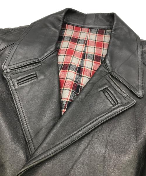 USED（ユーズド）USED (ユーズド) 裏地ネルチェックレザーコート ブラック サイズ:-の古着・服飾アイテム