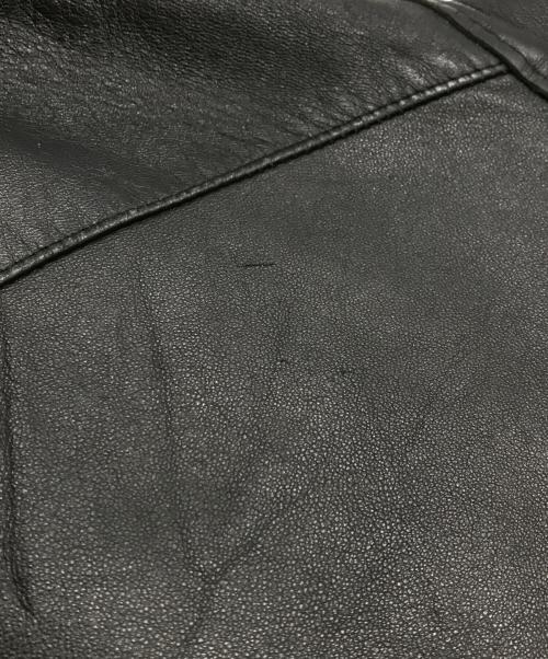 USED（ユーズド）USED (ユーズド) 裏地ネルチェックレザーコート ブラック サイズ:-の古着・服飾アイテム