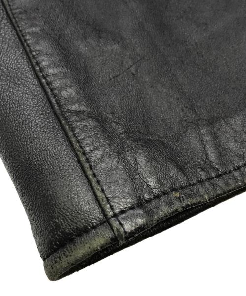 USED（ユーズド）USED (ユーズド) 裏地ネルチェックレザーコート ブラック サイズ:-の古着・服飾アイテム