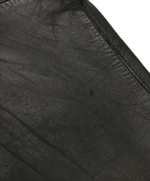 USED（ユーズド）USED (ユーズド) 裏地ネルチェックレザーコート ブラック サイズ:-の古着・服飾アイテム