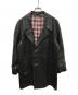 USED（ユーズド）の古着「裏地ネルチェックレザーコート」｜ブラック