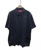 SUPREMEシュプリーム）の古着「Mesh Panel Linen S/S Shirt」｜ネイビー