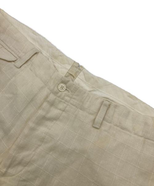 POLO RALPH LAUREN（ポロ・ラルフローレン）POLO RALPH LAUREN (ポロ・ラルフローレン) 90s ブロックチェックパターンネンパンツ アイボリー サイズ:36の古着・服飾アイテム