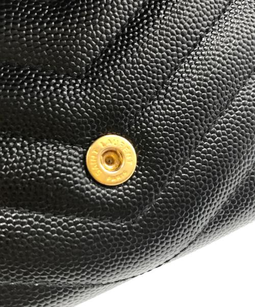 Yves Saint Laurent（イヴサンローラン）Yves Saint Laurent (イヴサンローラン) キャビアスキンフラップ長財布 ブラックの古着・服飾アイテム