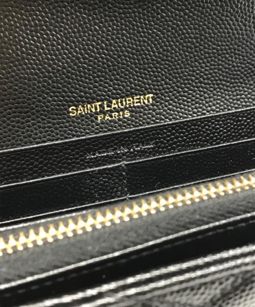 Yves Saint Laurent（イヴサンローラン）Yves Saint Laurent (イヴサンローラン) キャビアスキンフラップ長財布 ブラックの古着・服飾アイテム