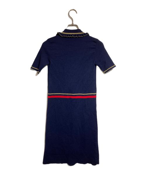 GUCCI（グッチ）GUCCI (グッチ) パール釦ニットワンピース/半袖 ネイビー サイズ:12の古着・服飾アイテム