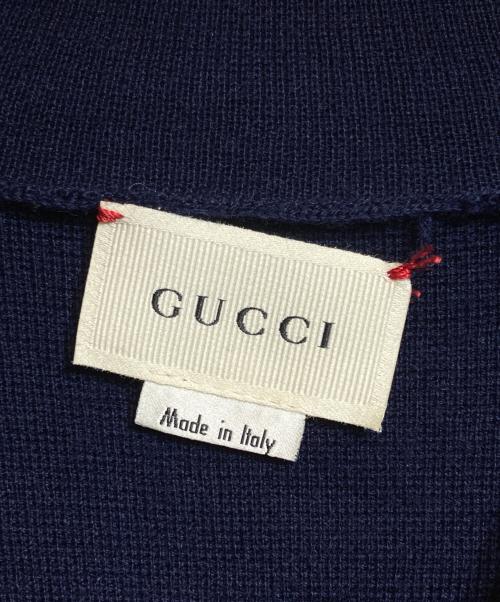 GUCCI（グッチ）GUCCI (グッチ) パール釦ニットワンピース/半袖 ネイビー サイズ:12の古着・服飾アイテム