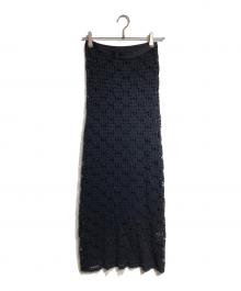 JIL SANDER（ジルサンダー）の古着「レースニットスカート/ lace knit skirt」｜ブラック