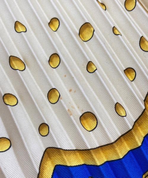 HERMES（エルメス）HERMES (エルメス) カレ90プリーツスカーフ/CARPEDIEM/今日一日を楽しむ ベージュ×グリーンの古着・服飾アイテム