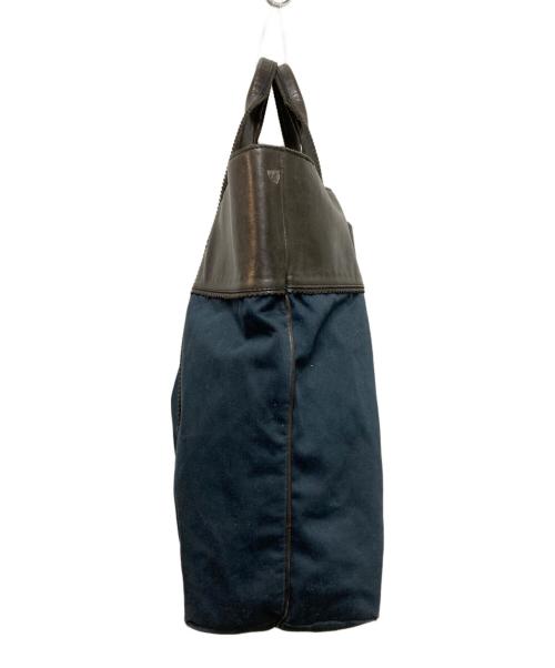 BOTTEGA VENETA（ボッテガベネタ）BOTTEGA VENETA (ボッテガベネタ) ナイロンレザートートバッグ ネイビーの古着・服飾アイテム