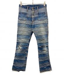 Hysteric Glamour（ヒステリックグラマー）の古着「スクラッチフレアウミヘビデニムパンツ」｜インディゴ