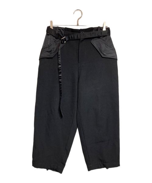 sacai（サカイ）sacai (サカイ) ウエスト切替ベルテッドウールクロップドパンツ ブラック サイズ:1の古着・服飾アイテム