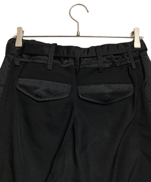 sacai（サカイ）sacai (サカイ) ウエスト切替ベルテッドウールクロップドパンツ ブラック サイズ:1の古着・服飾アイテム