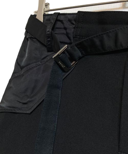 sacai（サカイ）sacai (サカイ) ウエスト切替ベルテッドウールクロップドパンツ ブラック サイズ:1の古着・服飾アイテム