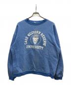 Championチャンピオン）の古着「60s 3段プリントボーダーカレッジプリントスウェット」｜ブルー