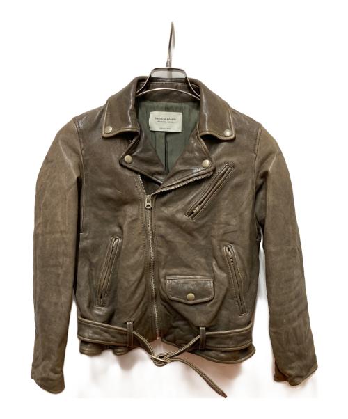 beautiful people（ビューティフルピープル）beautiful people (ビューティフルピープル) ライダースジャケット ブラウン サイズ:150の古着・服飾アイテム