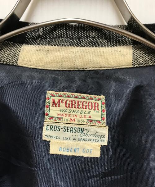 McGREGOR（マクレガー）McGREGOR (マクレガー) 50s-60s ブロックチェックウールループカラーシャツ ブラック×ブルー サイズ:Mの古着・服飾アイテム