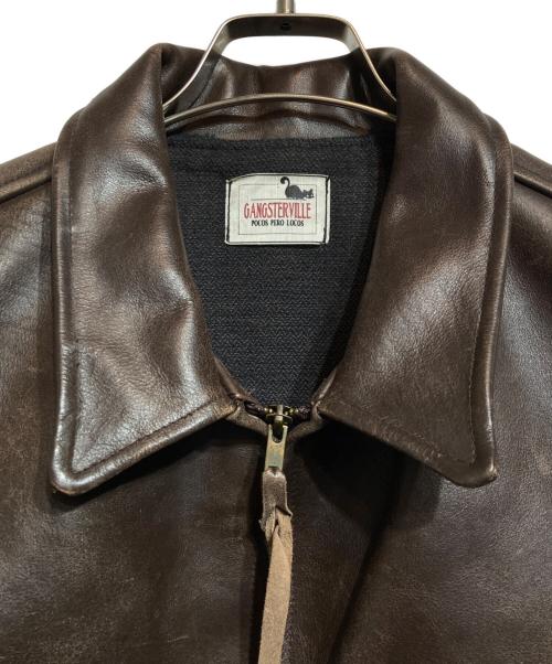 GANGSTERVILLE（ギャングスタービル）GANGSTERVILLE (ギャングスタービル) カウレザージャケット ブラウン サイズ:Lの古着・服飾アイテム
