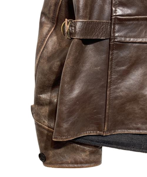 GANGSTERVILLE（ギャングスタービル）GANGSTERVILLE (ギャングスタービル) カウレザージャケット ブラウン サイズ:Lの古着・服飾アイテム