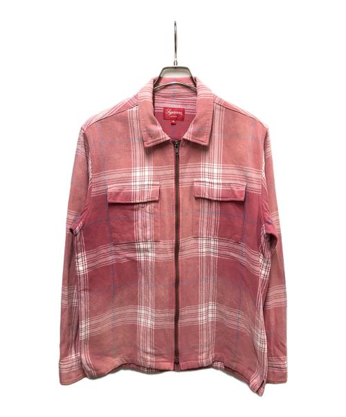 SUPREME（シュプリーム）Supreme (シュプリーム) Faded Plaid Flannel Zip Up Shirt ピンク サイズ:Ｍの古着・服飾アイテム